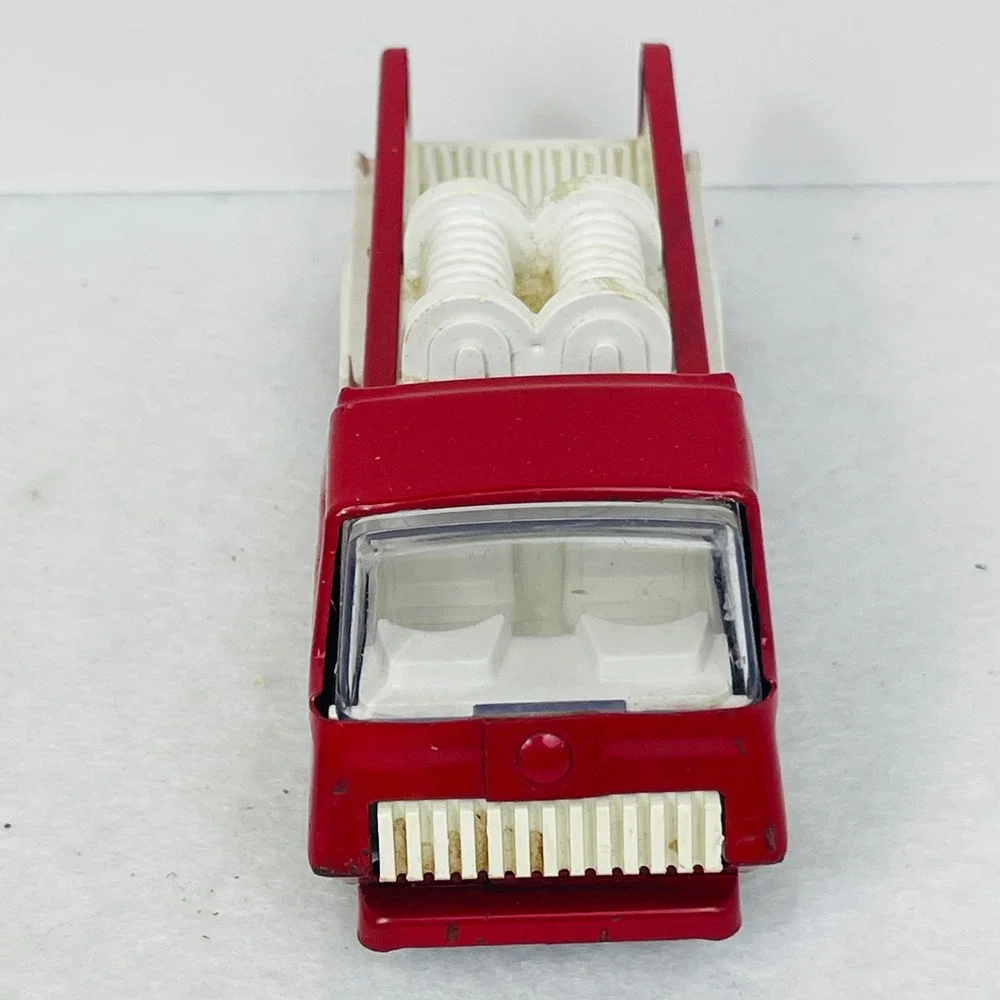 Vintage Tonka USA Pressed Steel Fire Truck Pumper Red White Toy Cabover 5 Inch